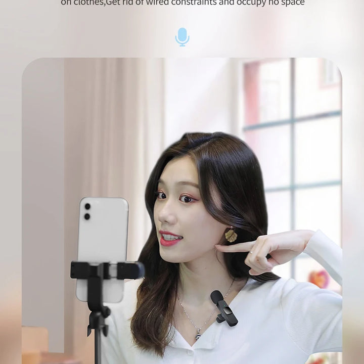 Basix 2.4G Wireless Lavalier Microphone Portable Audio Video Recording Mini Mic for iPhone Android Live Broadcast Gaming Phone