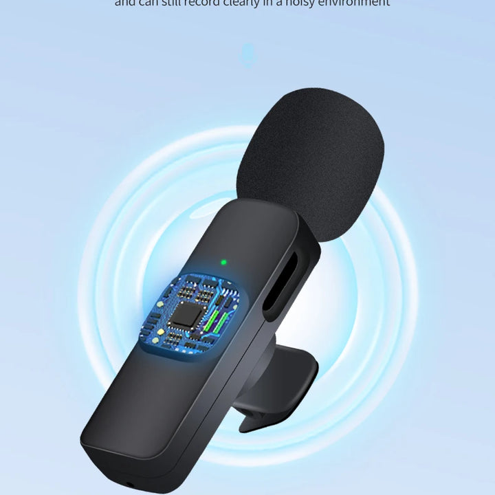 Basix 2.4G Wireless Lavalier Microphone Portable Audio Video Recording Mini Mic for iPhone Android Live Broadcast Gaming Phone