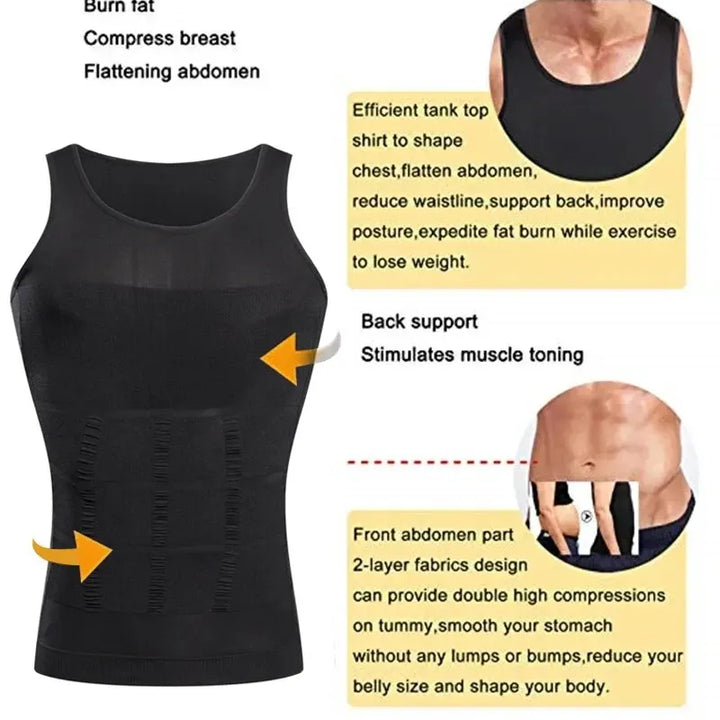 YBFDO Men Body Shaper Slimming Compression Vest Undershirt Seamless Waist Trainer Tank Top Belly Control Weight Loss Shapewear