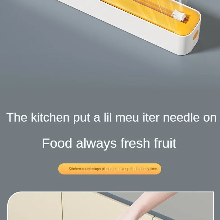 2 in 1 Food Film Dispenser Wrap Dispenser with Cutter Storage Box Aluminum Foil Stretch Film Cutter Wall Shelf Kitchen Organizer