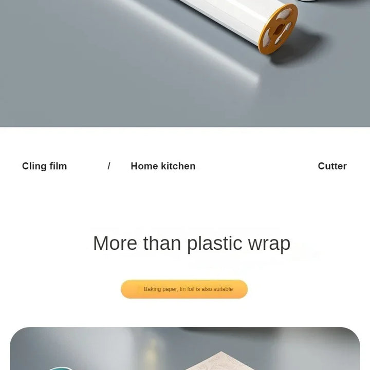 2 in 1 Food Film Dispenser Wrap Dispenser with Cutter Storage Box Aluminum Foil Stretch Film Cutter Wall Shelf Kitchen Organizer