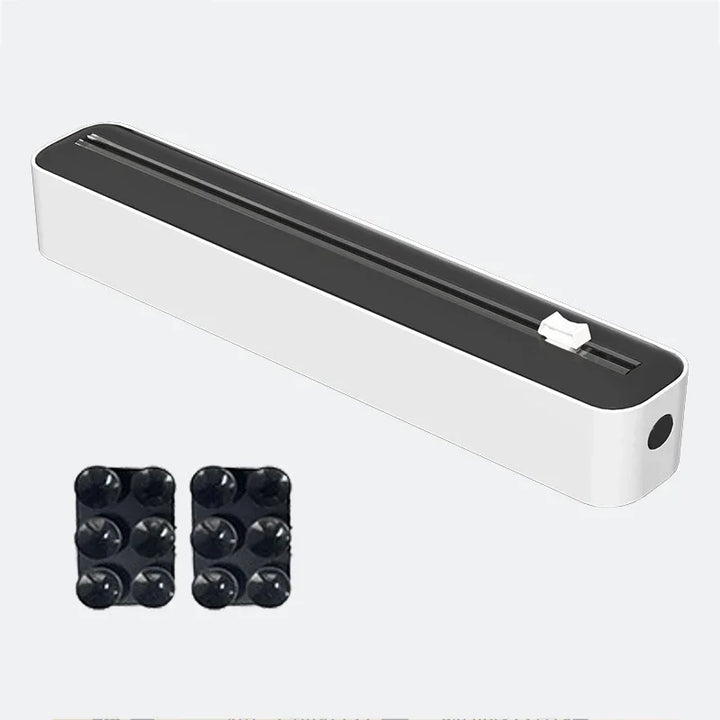 2 in 1 Food Film Dispenser Wrap Dispenser with Cutter Storage Box Aluminum Foil Stretch Film Cutter Wall Shelf Kitchen Organizer